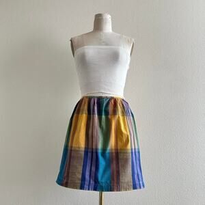 handmade blue yellow green gingham mini skirt